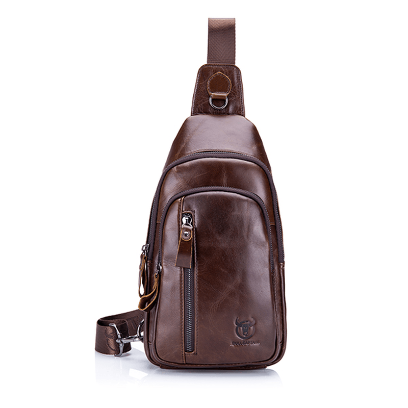 Men Leather Shoulder Bag Leisure Chest Bag Multifunctional Travel Bag Outdoor Sports Climbing Hiking - MRSLM