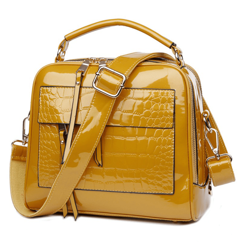 Women Patent Leather Seashell Bag Portable Diagonal Bag - MRSLM