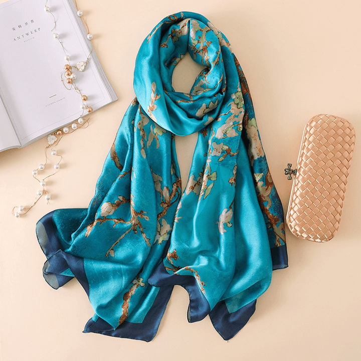 Oil Painting Imitation Silk Print Scarf - MRSLM