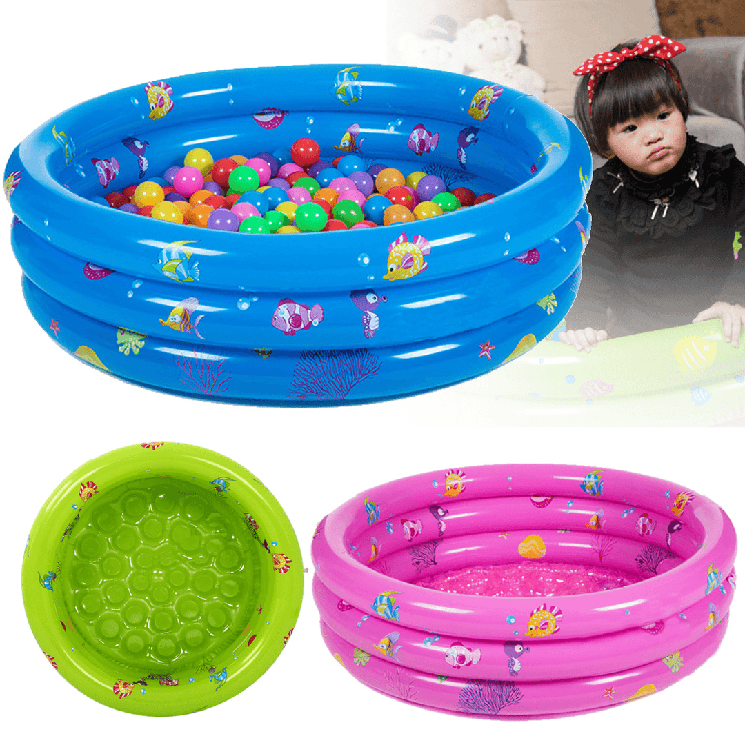 80CM 3 Ring Inflatable round Swimming Pool Toddler Children Kids Outdoor Play Balls - MRSLM