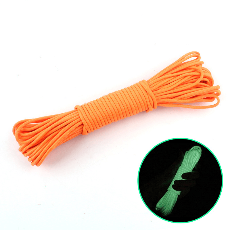 Nylon 20M Fluorescent Climbing Camping Tent Rope 9 Strands Luminous High-Strength Paracord - MRSLM