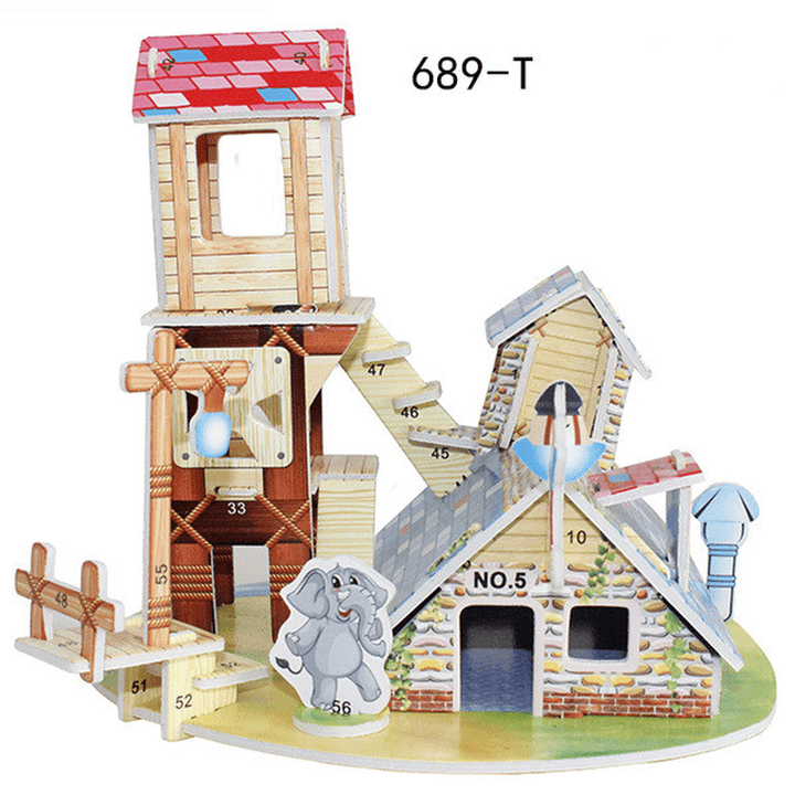 Children'S 3D Three Dimensional Puzzle Paper Educational Toys Diy Building Hut - MRSLM