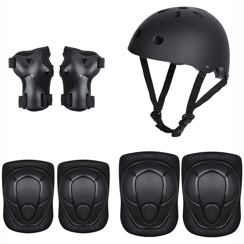 7Pcs/Set Kids Sport Protetive Kit Children Bicycle Helmet + Knee Wrist Guard + Elbow Pad Set for Roller Skating Mountain Road Bike Cycling - MRSLM