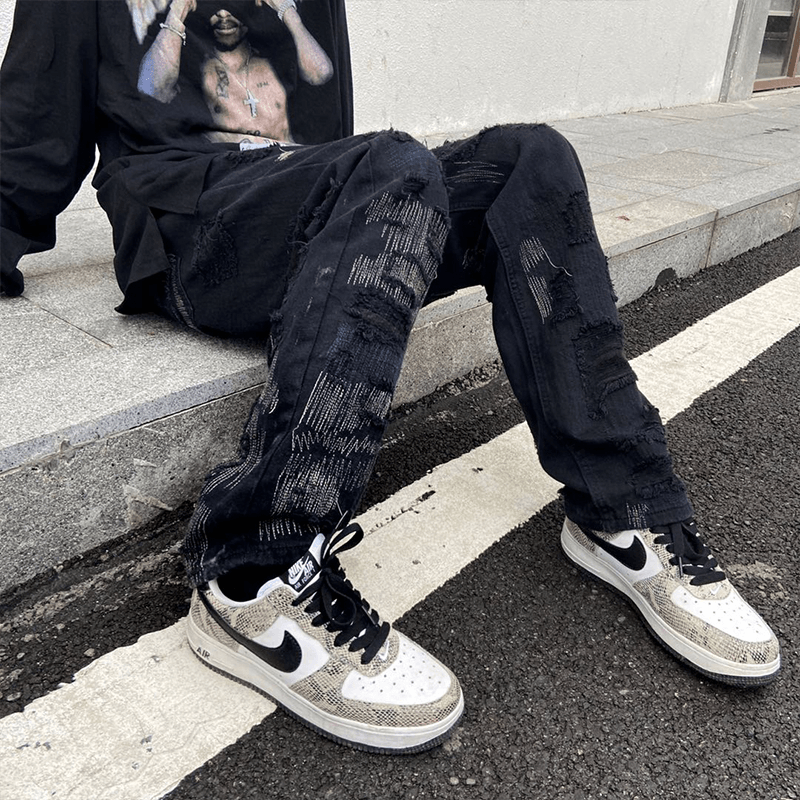 7Tt Original National Chaogao Street Cut Loose Straight Jeans Men''S Wide Leg High Waist Versatile Casual Pants - MRSLM