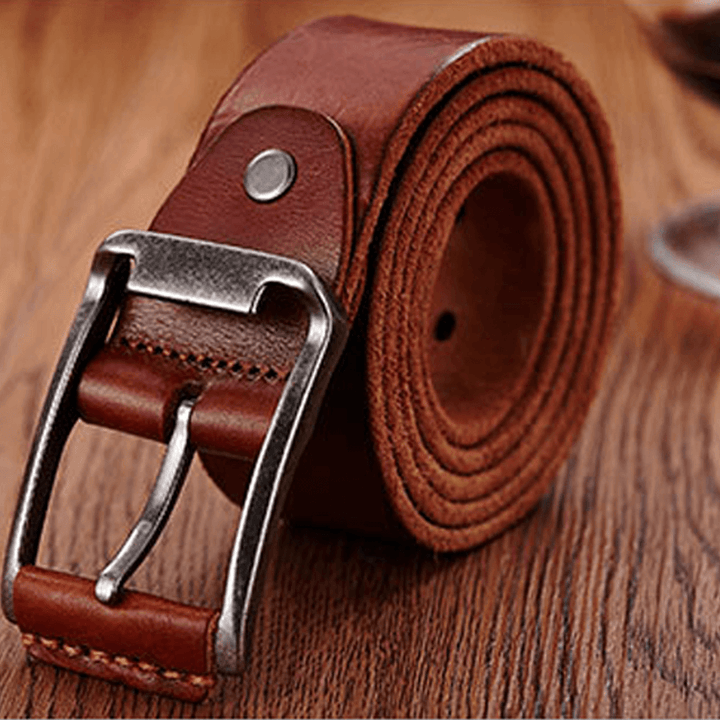 Genuine Leather Men'S Belt Casual Waistband Waist Strap Smooth Pin - MRSLM