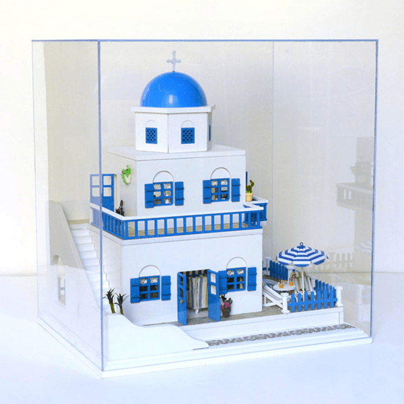 Cuteroom DIY Transparent Display Box Dust-Proof Cover Dollhouse the Santorini Island - MRSLM