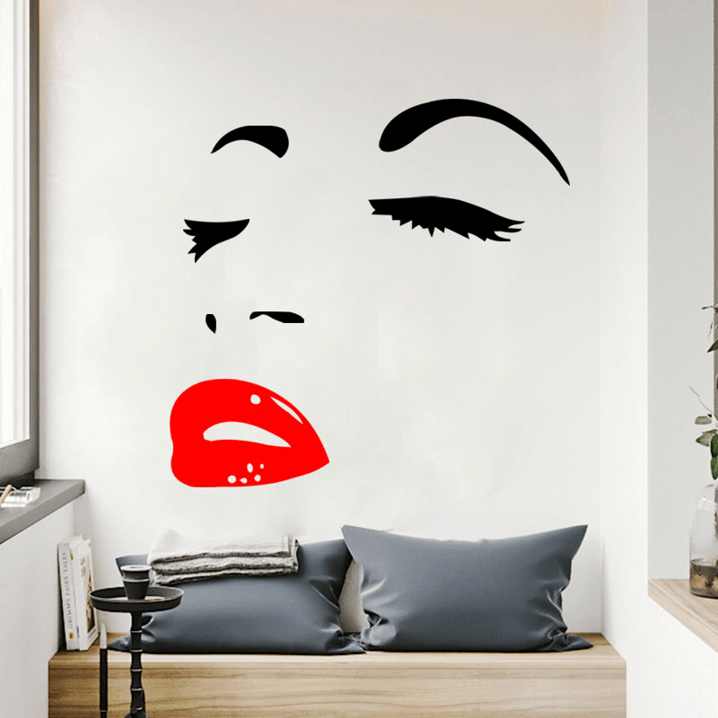 Miico FX1258 Red Lip Beauty Girl Wall Sticker Wall Art Home Decoration Stiker - MRSLM