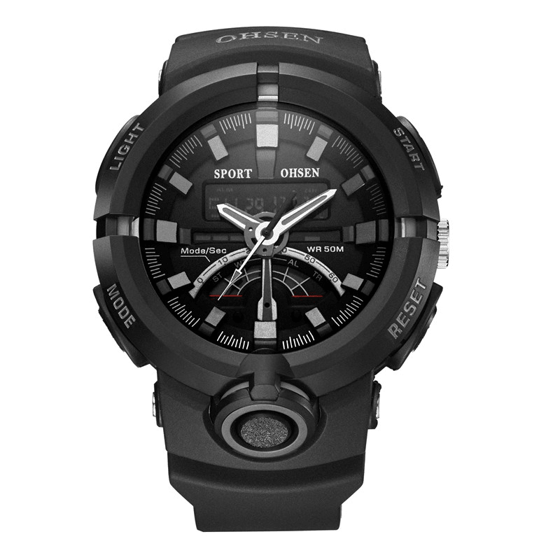 OHSEN AD1702 Dual Display LED 50M Waterproof Men Quartz Digital Watch - MRSLM