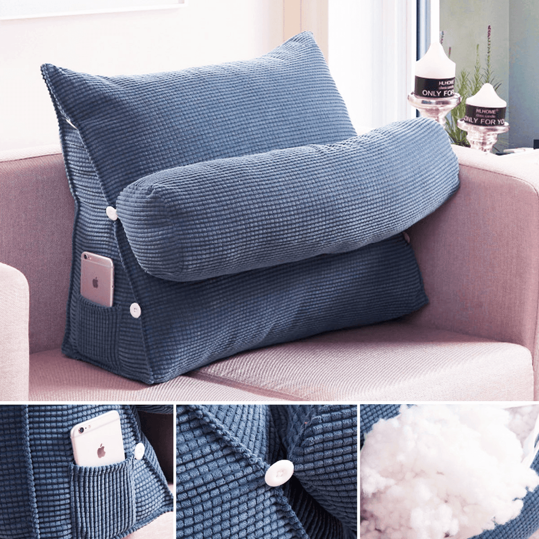 Adjustable Pearl Wool Back Wedge Pillow Reading Bedrest Rest Support Thwartwise Pain Relief Cushion - MRSLM