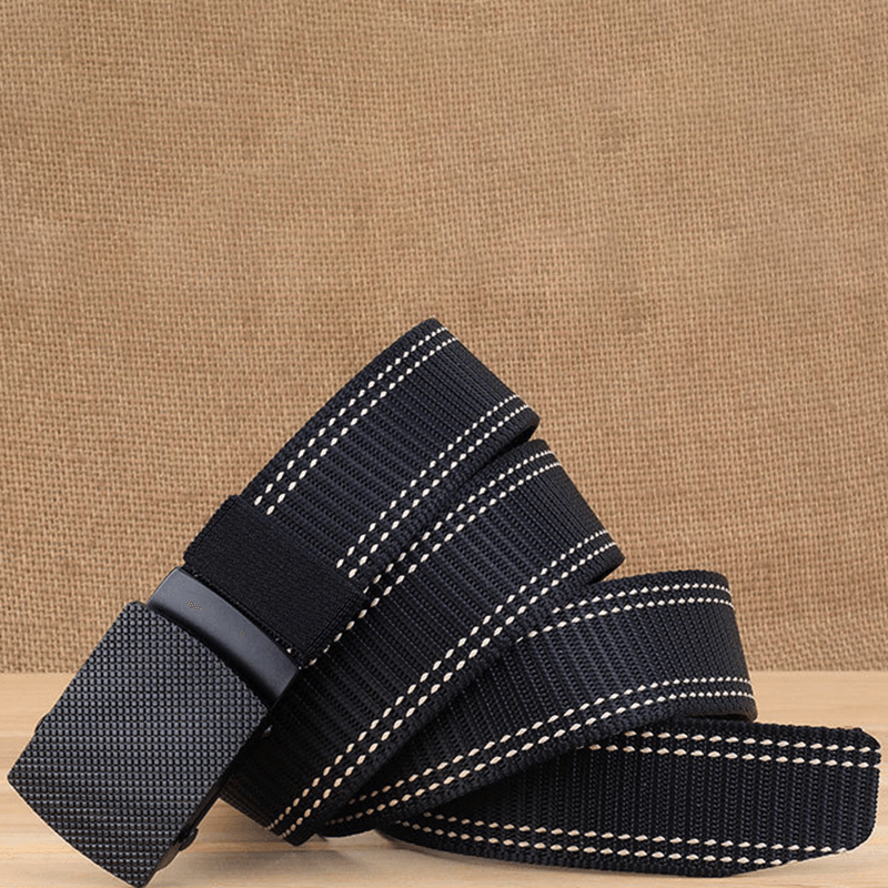 Men Casual Outdoor New Casual Nylon Belt Trendy Alloy Buckle Thick Belt - MRSLM