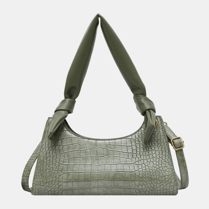 Women Solid Crocodile Pattern Shoulder Bag Handbag - MRSLM