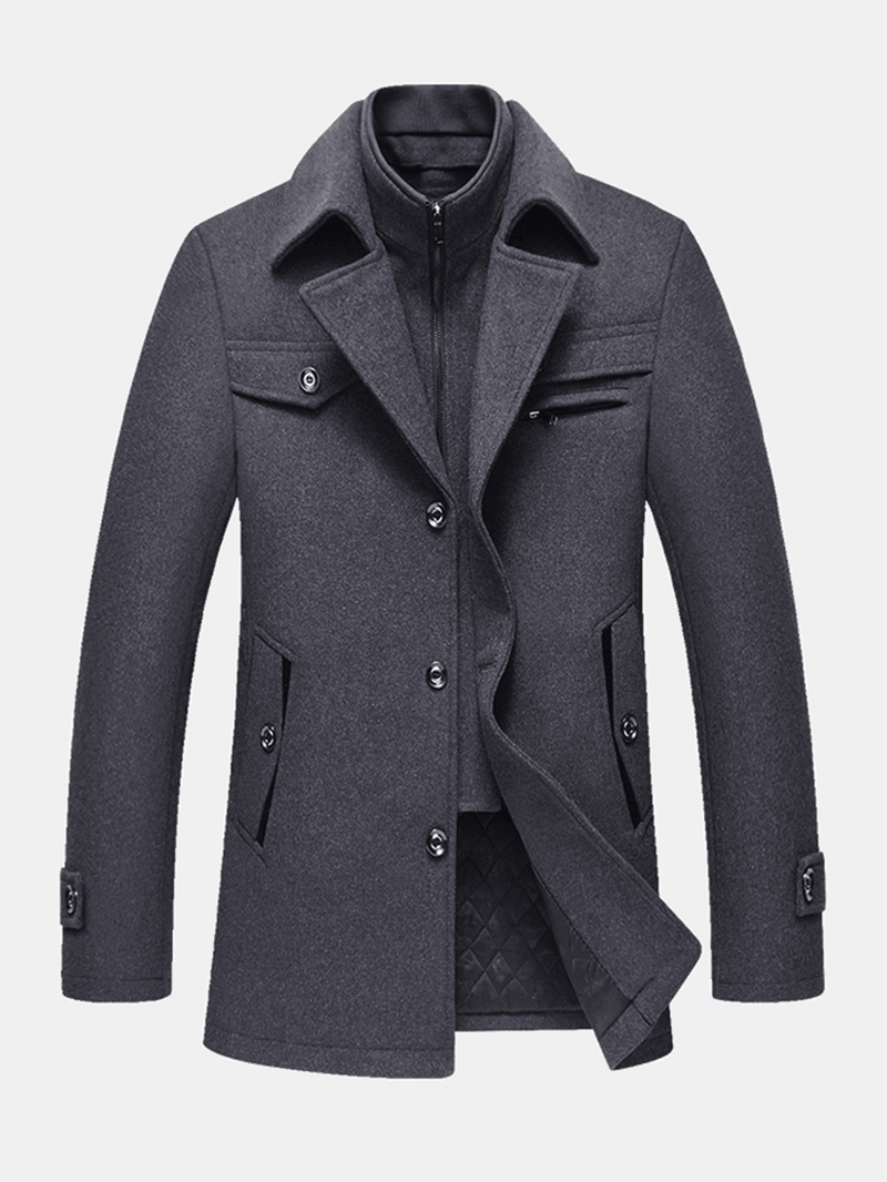 Mens Thicken Warm Solid Business Woolen Trench Coats - MRSLM