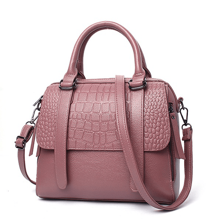 Women High Quality PU Leather Functional Capacity Handbag Shoulder Bag - MRSLM
