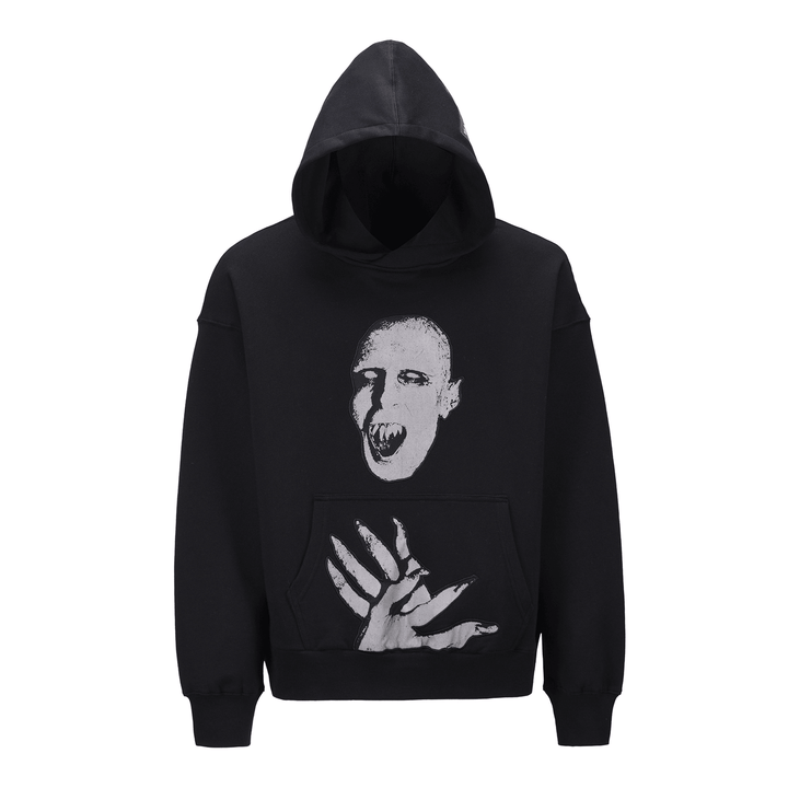 Portrait Print Loose Hooded Sweatshirt - MRSLM