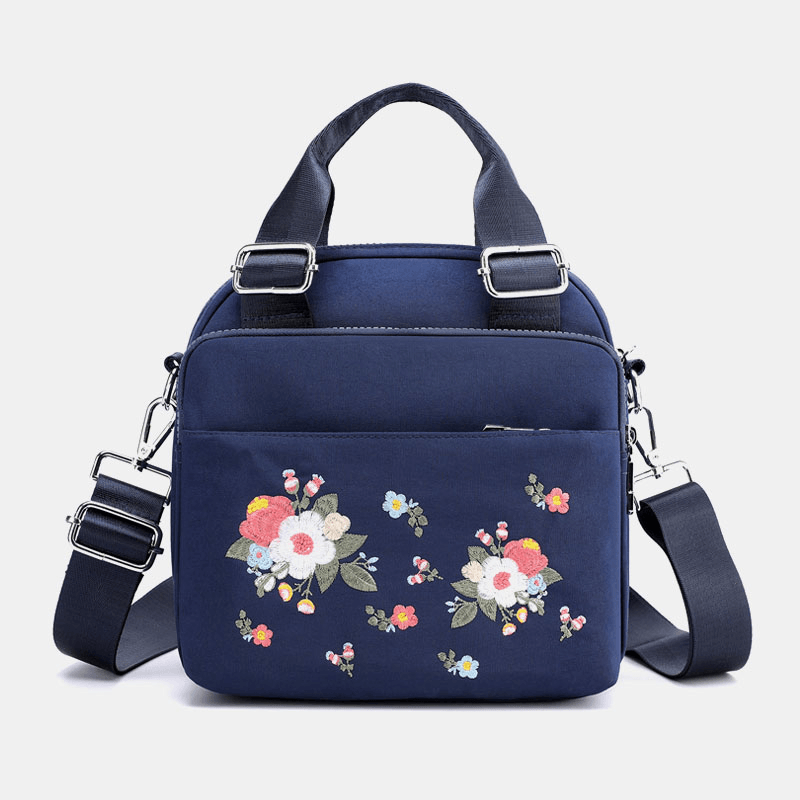 Women Light Weight Waterproof Flower Embroidered Crossbody Bag Shoulder Bag - MRSLM