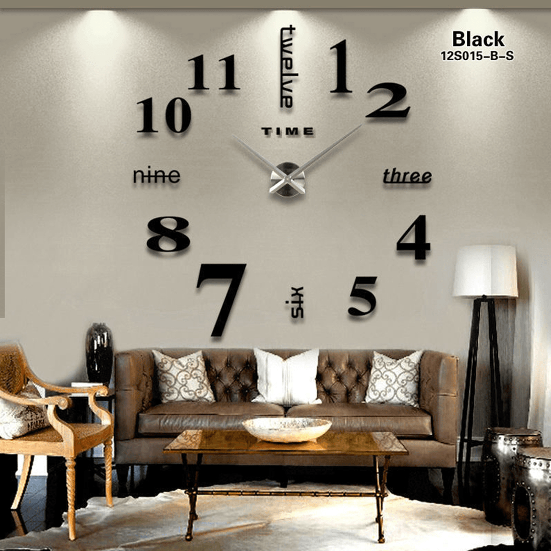 3D Modern Wall Clock Mirror Sticker Unique Big Number Watch Acrylic Number Wall Clock for Home Decoration - MRSLM