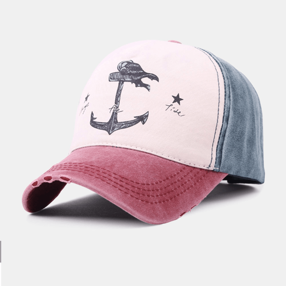 Unisex Make-Old Pirate Ship Anchor Pattern Ivy Cap Outdoor Suncreen Baseball Hats Stretch Fit Cap - MRSLM