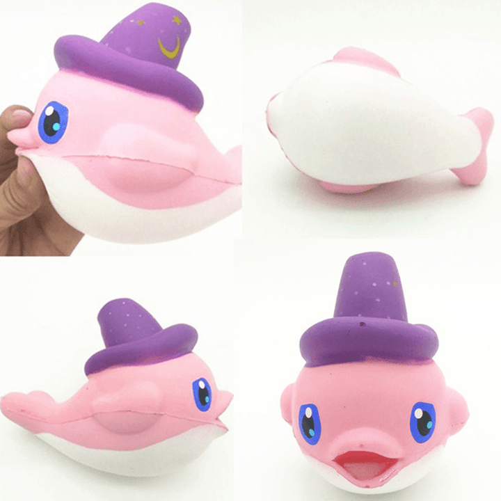 Squishy Slow Rising Kawaii Whale Soft Squeeze Cute Dolphin Cell Phone Strap Bread Cake Stretchy Toy - MRSLM