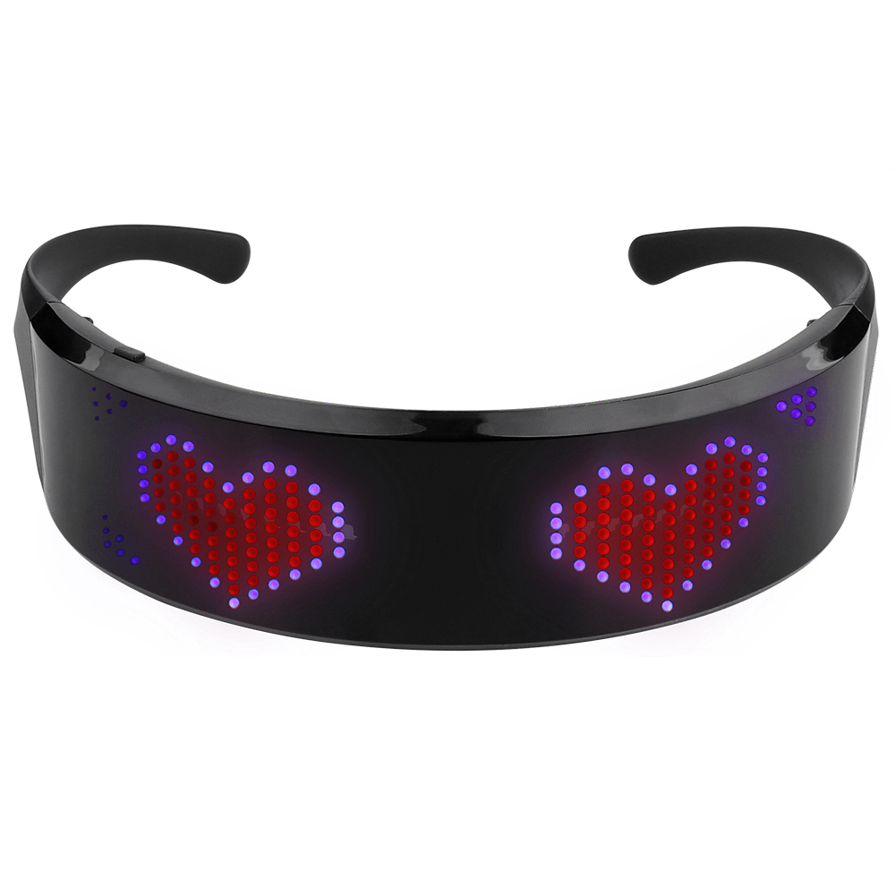 APP Contro LED Shinning Glasses USB Rechargeable Full Color Wireless Music Dynamic Patterns Unisex Glowing Luminous Glasses for Party Bars - MRSLM