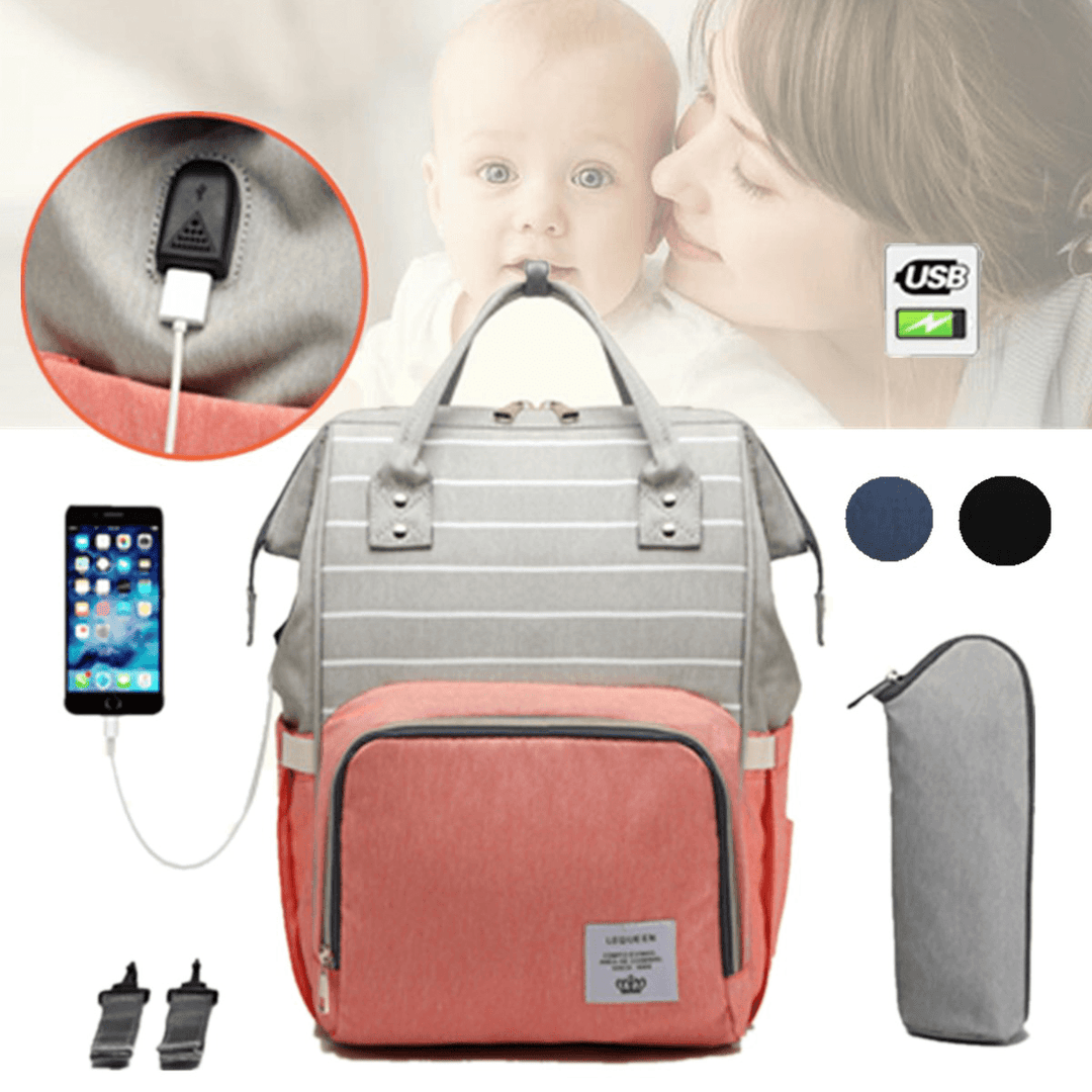 15L Outdoor Travel USB Mummy Backpack Waterproof Baby Diapers Nappy Bags - MRSLM