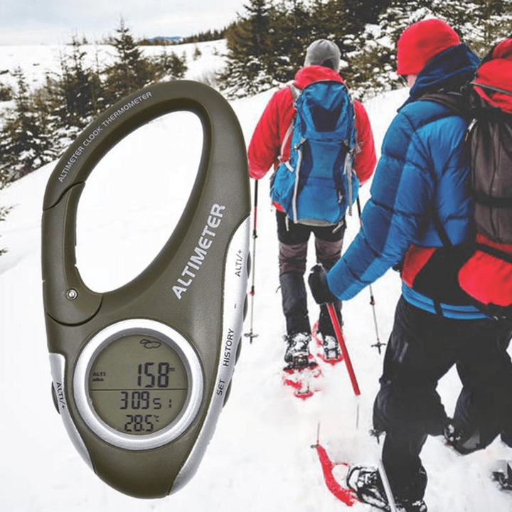 Multi-Function Carabiner Altimeter Barometer Height Measuring Instrument Carabiner with Thermometer Weather Forecast Orientation Mode Instrument for Outdoor Camping Climbing Hiking - MRSLM