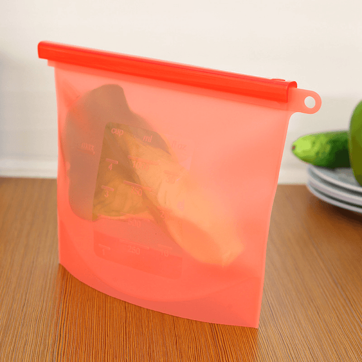 4Pcs 1000Ml Silicone Food Bag FDA Reusable Silicone Food Bag Ziplock Bag Leakproof for Freezer Preservation - MRSLM