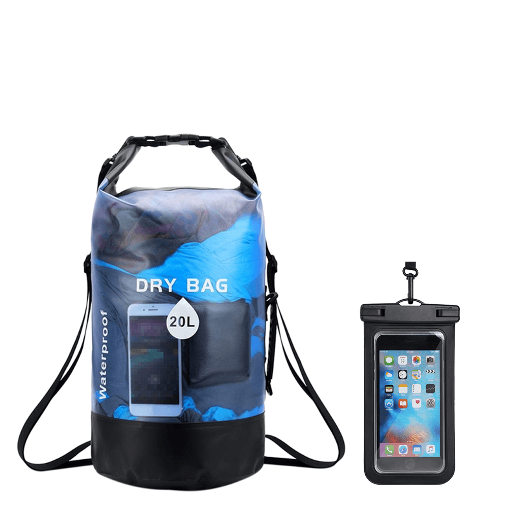 Ipree® 10/20L Waterproof Dry Bag Lightweight Dry Storage Backpack with 6.5Inch Phone Bag for Travel Floating Sailing Boating Swimming Camping Beach - MRSLM