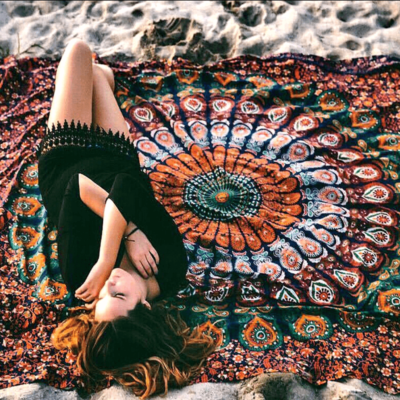 Honana WX-99 New 150X210Cm Bohemian Style Polyester Fiber Beach Towel Mat Tapestry Mandala Rectangle Bed Sheet - MRSLM