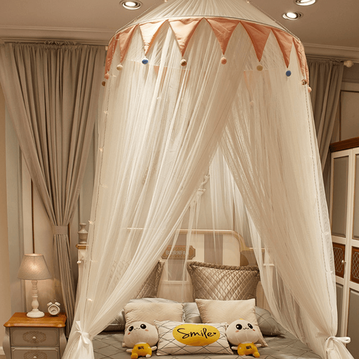 Ceiling-Mounted Mosquito Net Free Installation Dustproof Breathable Home Dome Foldable Bed Canopy Princess - MRSLM