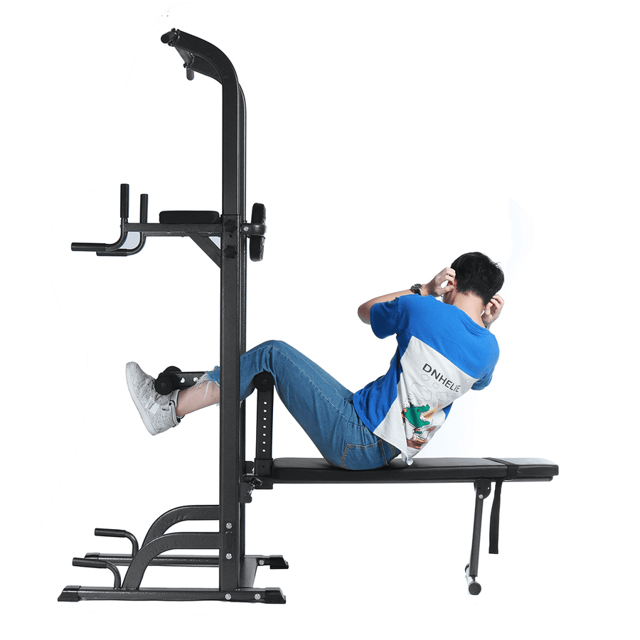 11 Levels Height Adjustable Pull up Bar Power Tower Dip Station Home Gym Strength Training Durable Single Parallel Bars Push Ups Stands Equipment - MRSLM