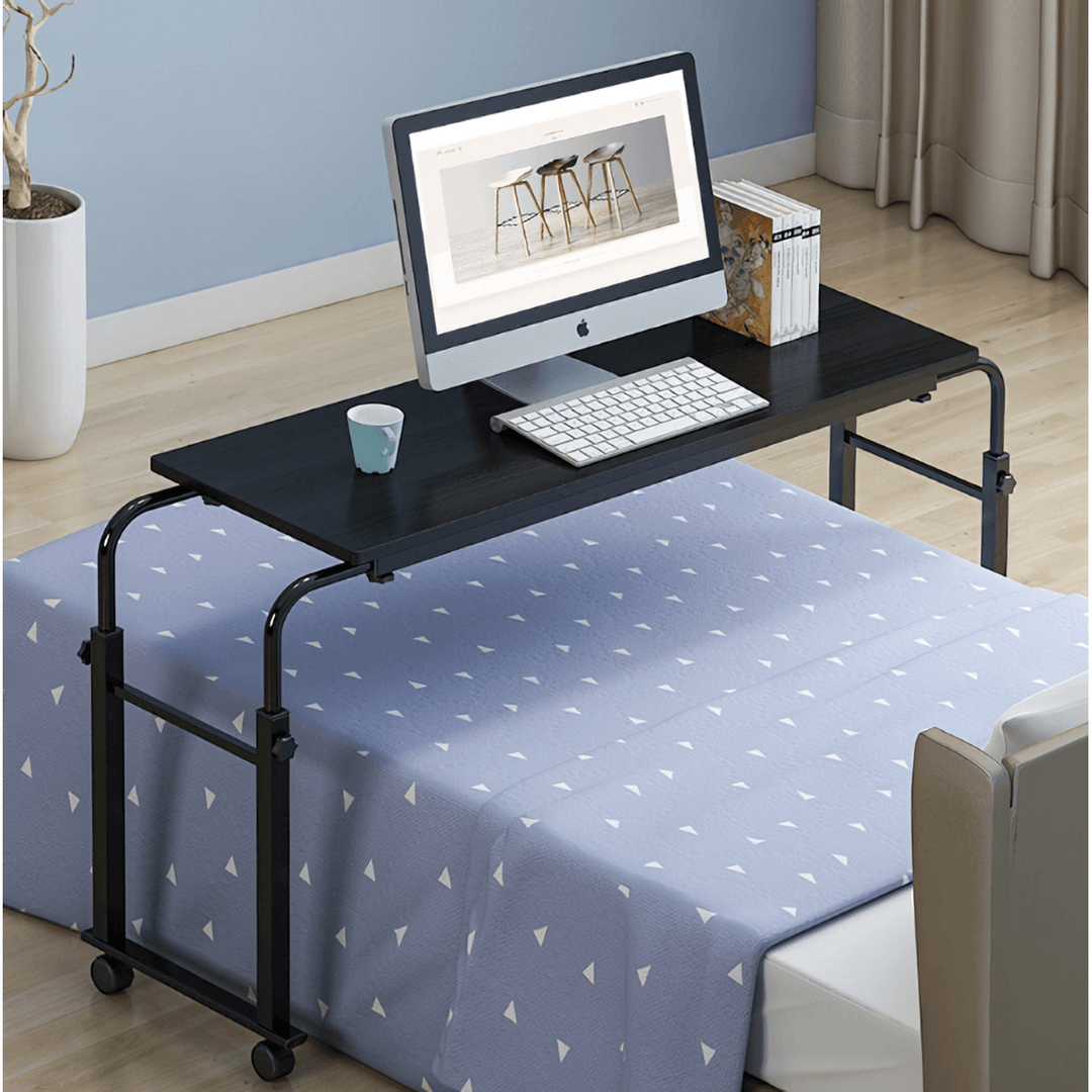 Adjustable Rolling Laptop Computer Desk Bed Desk over Bed Lap Desk Table Foldable Breakfast Serving Bed Tray with Wheels - MRSLM