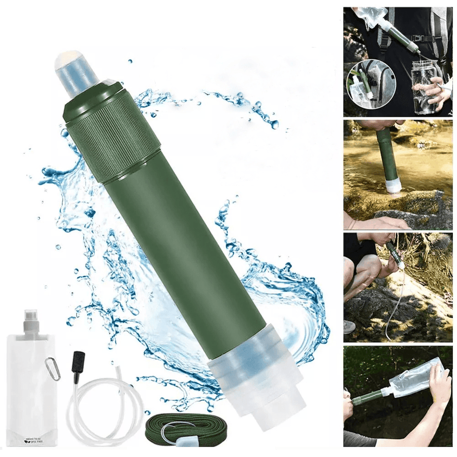 Outdoor Water Filter Straw Portable Filtration System 2-Stage Water Purifier Survival Gear for Camping Hiking Climbing - MRSLM