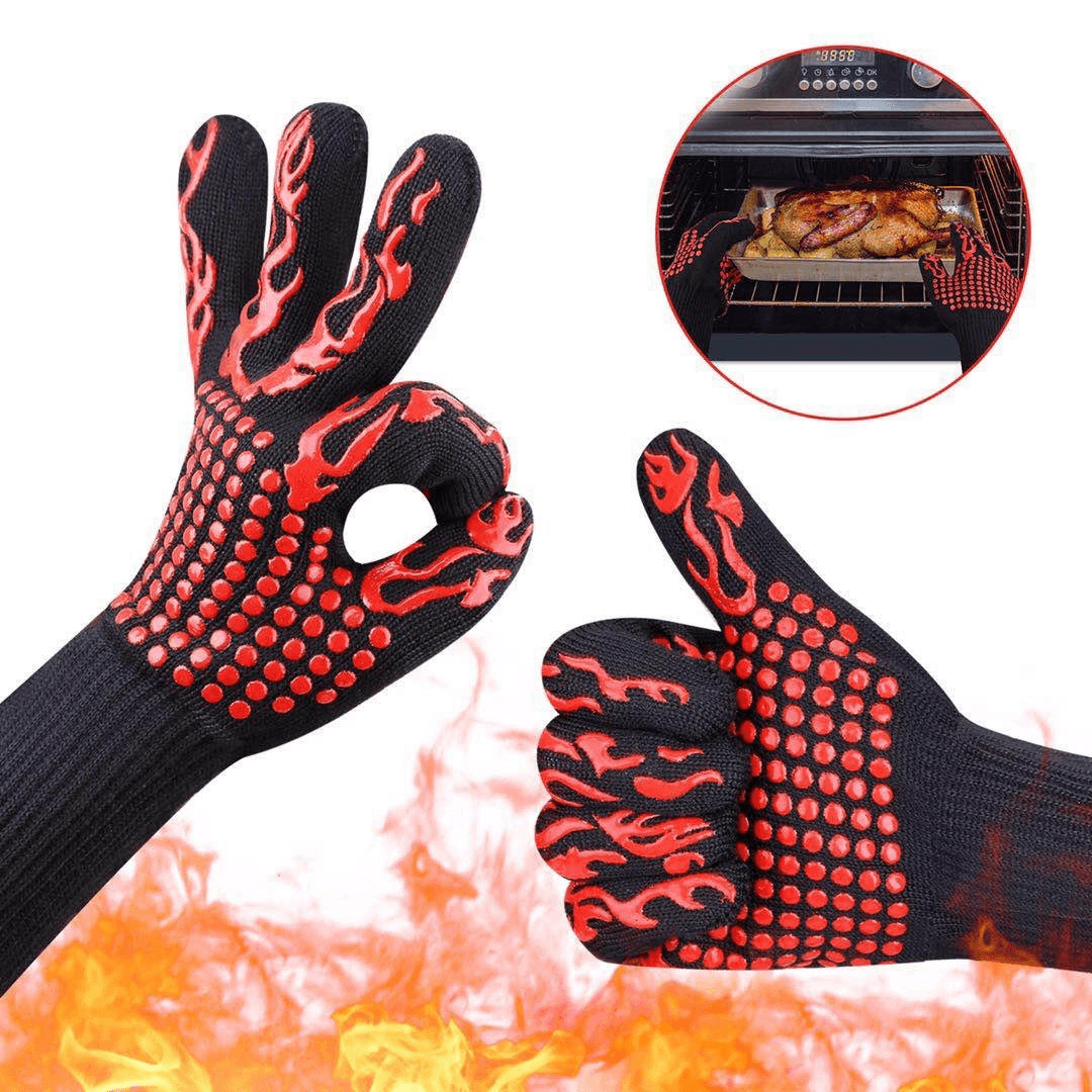 BBQ Flame Retardant Anti-Slip Insulation Waterproof Oil and Cold Protection Heat Preservation Cooking Gloves - MRSLM