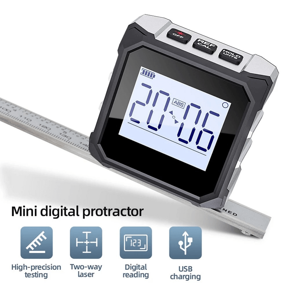 MESTEK 4*90° Dual Laser Digital Protractor High Precision Inclinometer with 1.44-Inch HD LCD Backlight Display - MRSLM