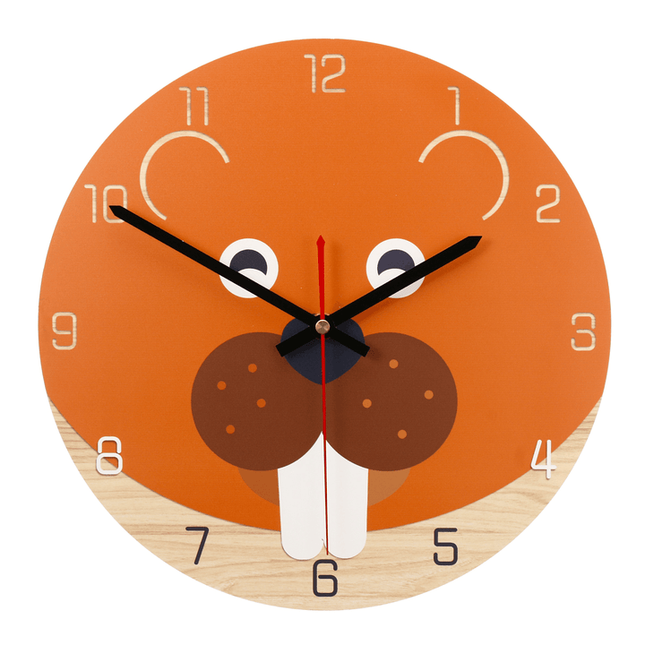 28Cm Animal Mute round Wall Clock Modern Home Living Room Kitchen Watch Decor - MRSLM