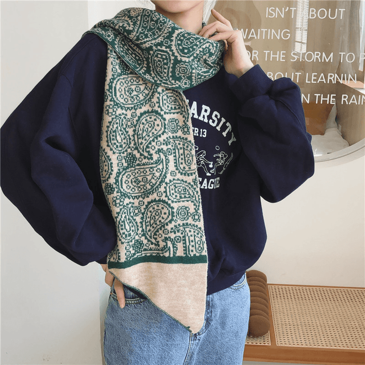 Cashew Flower Thickened Warmth Student Scarf - MRSLM