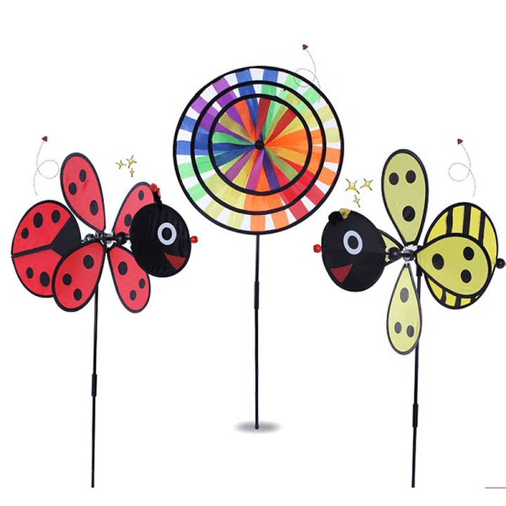 Windmill Red Ladybug and Yellow Bee Design Windmill Children Garden Decoration - MRSLM