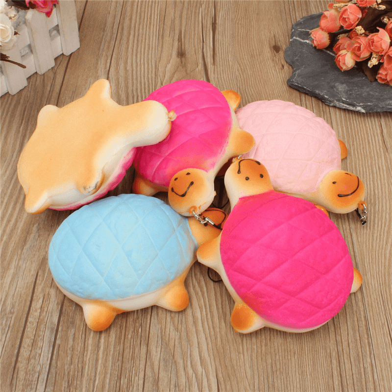 13Cm Soft Kawaii Cute Little Turtle Phone Bread Bun Squishy Charms with Rope Random Color - MRSLM