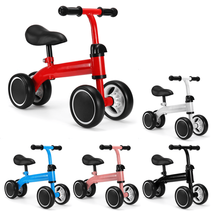 Novashion 4 Wheels No Pedal Baby Balance Bikes with Adjustable Seat&Handle for 1-4 Years Old Toddler Mini Bicycle Kids Walker Infant Educational Toy Gift for Boys&Girls - MRSLM