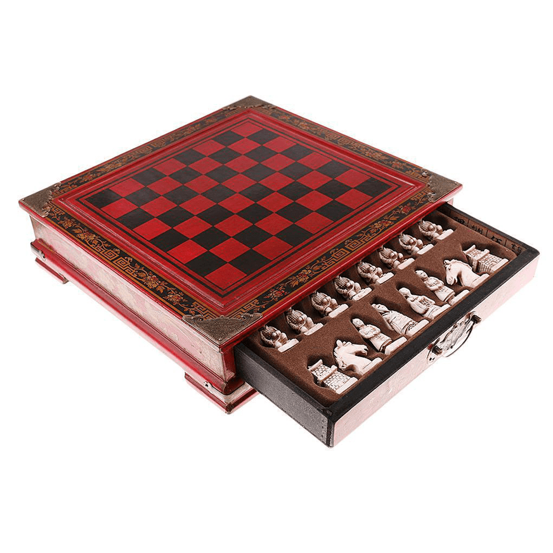 Vintage Wooden Chinese Chess Board Table Game Set Pieces Gift Toy Collectibles - MRSLM