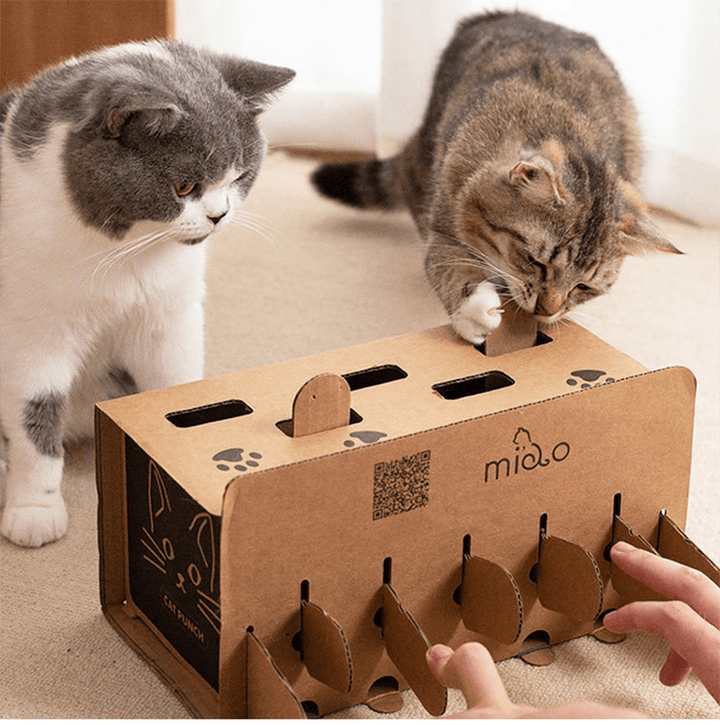 Cat Punch Scratch Toy Supplies Interactive Mole Mice Game Toy DIY Mouse Pop up Puzzle for Cats Treat Exercise Training Cat Toys - MRSLM