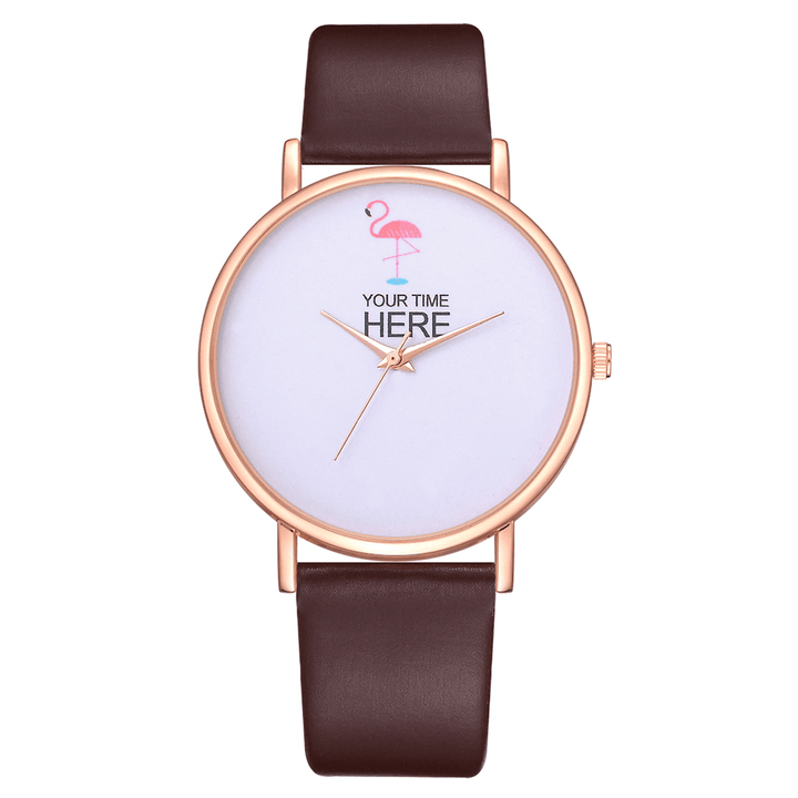 Casual Style Women Wrist Watch Rose Gold Case Leather Strap Quartz Watch - MRSLM