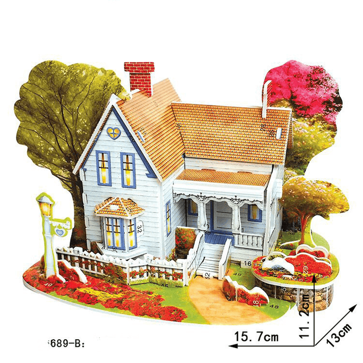 Children'S 3D Three Dimensional Puzzle Paper Educational Toys Diy Building Hut - MRSLM