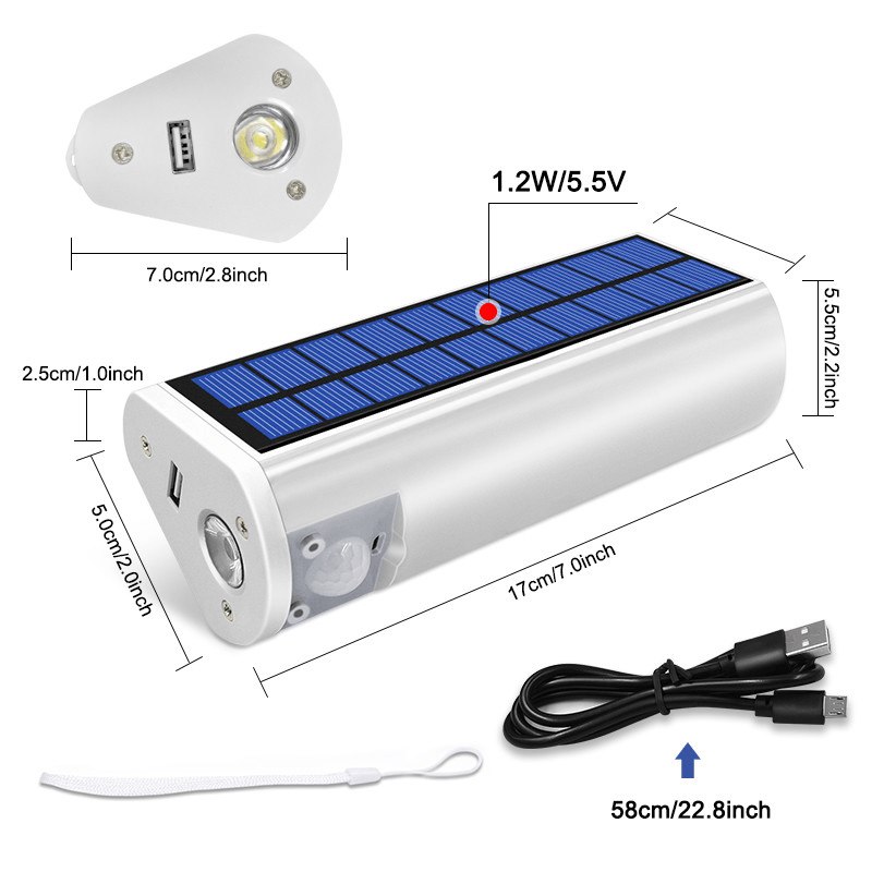 XANES® 260LM Multifunctional Solar Camping Light Waterproof Power Bank 3 Modes Work Lamp Outdoor Travel Hiking Tent Light - MRSLM