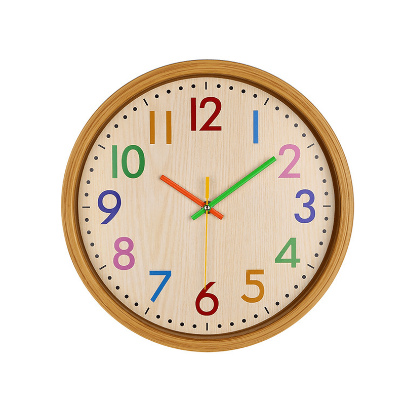 HC-40 Decorative Accurate Time Wood Grain Colorful Silent Quartz Hanging Wall Clock - MRSLM