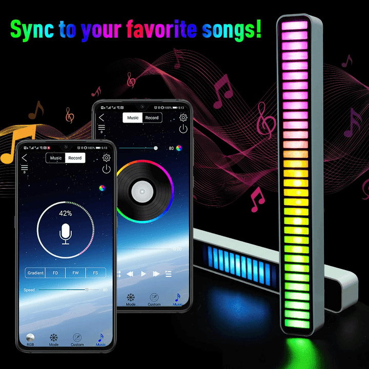 Smart Bluetooth RGB Light APP Control Music Voice Control Magic Rhythm Lights 210 Color Modes Music Mode Ambient Light USB Charging Lamp - MRSLM