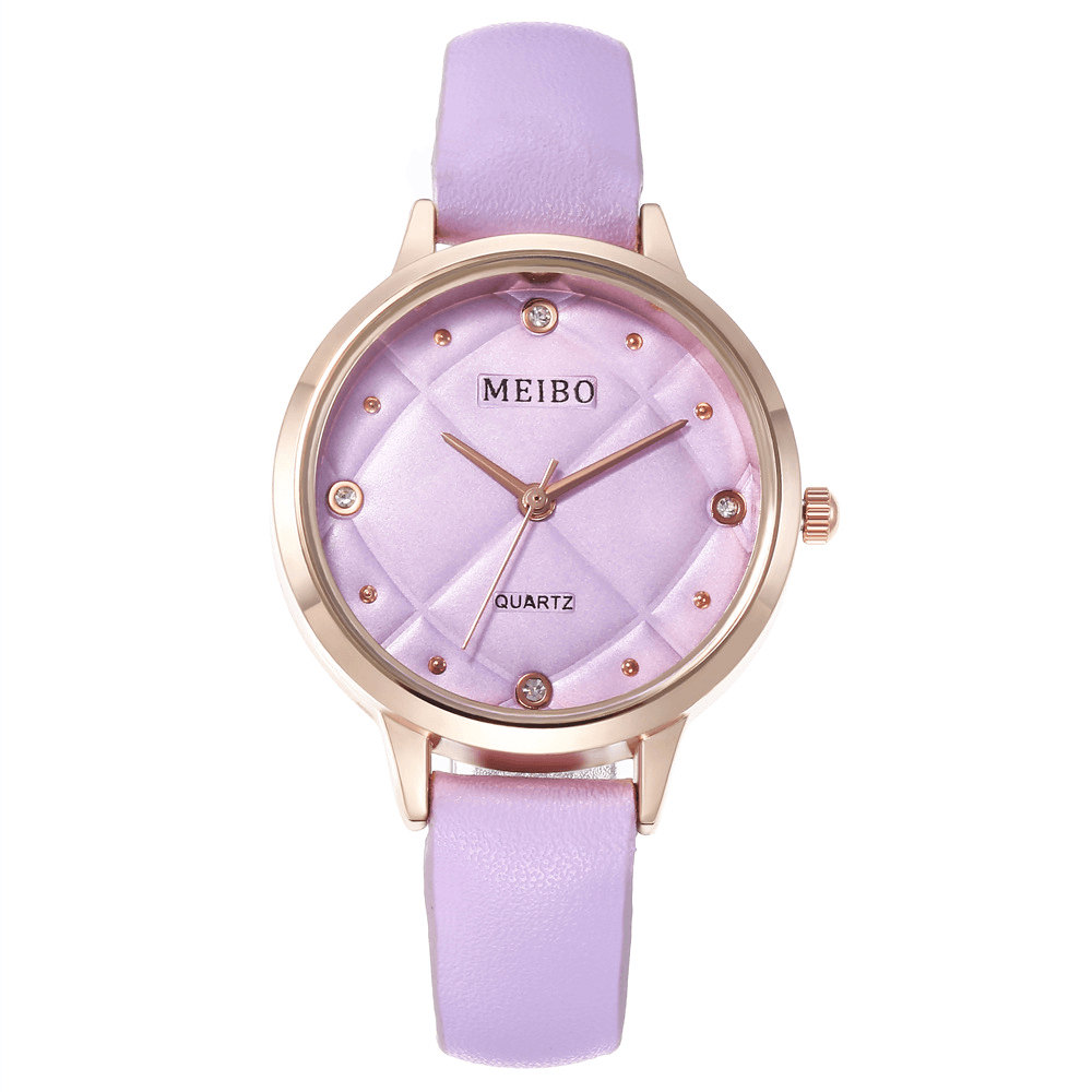 MEIBO Casual Style Ladies Wrist Watch Leather Band Crystal Quartz Watches - MRSLM