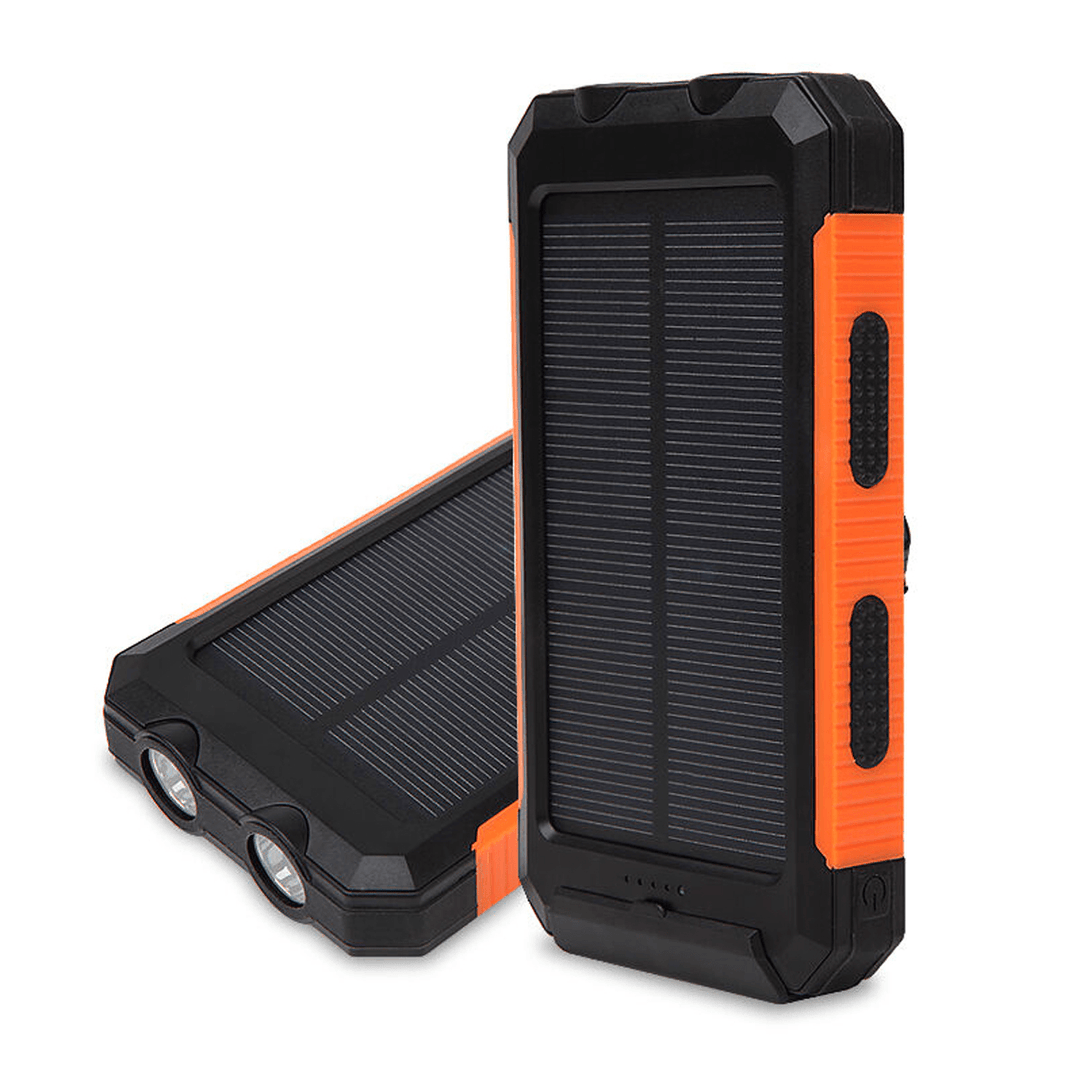 8000MAH Waterproof Solar Power Bank Solar Charger Built in Compass Dual USB Portable 2 Leds Light - MRSLM