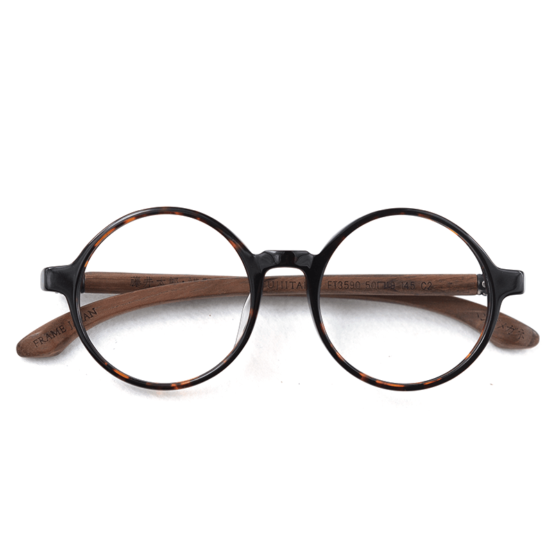 Japanese Glasses Literary Big round Frame Wooden Leg Mirror Frame - MRSLM