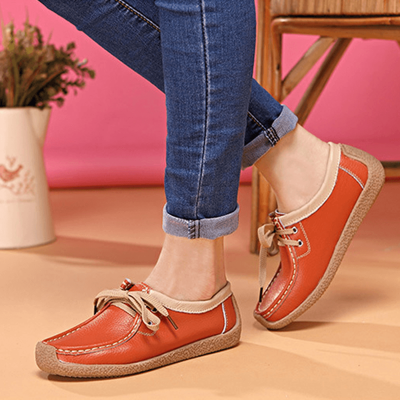 Breathable Walking Leather Flat Shoe - MRSLM